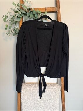 Apt. 9 Black Tie-Front Open Cardigan